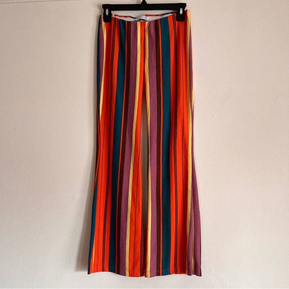 Urban Outfitters UO Bali Striped Low Rise Flare Pants Size XS Rainbow - Picture 3 of 11